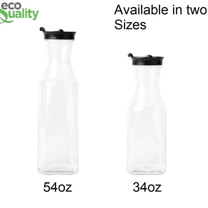EcoQuality - Wholesale Pitcher - 54Oz Square Clear Plastic Pitcher with Black Lid3