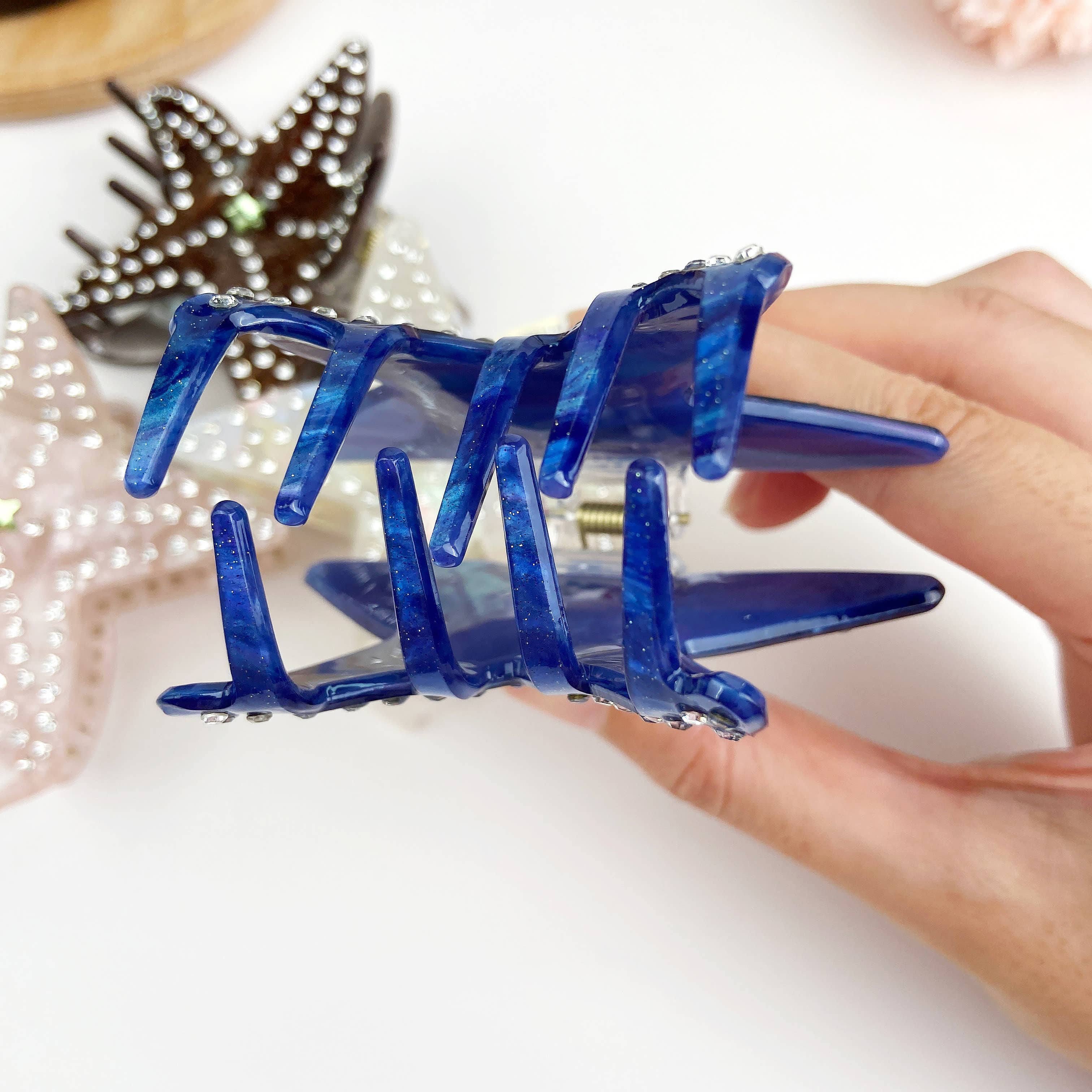 TheDivaSoap – Großhandel Haarclip – Damen – Luxus-Strass-Haarspangen aus der Ocean-Serie mit Seesternen und fünf Zacken1