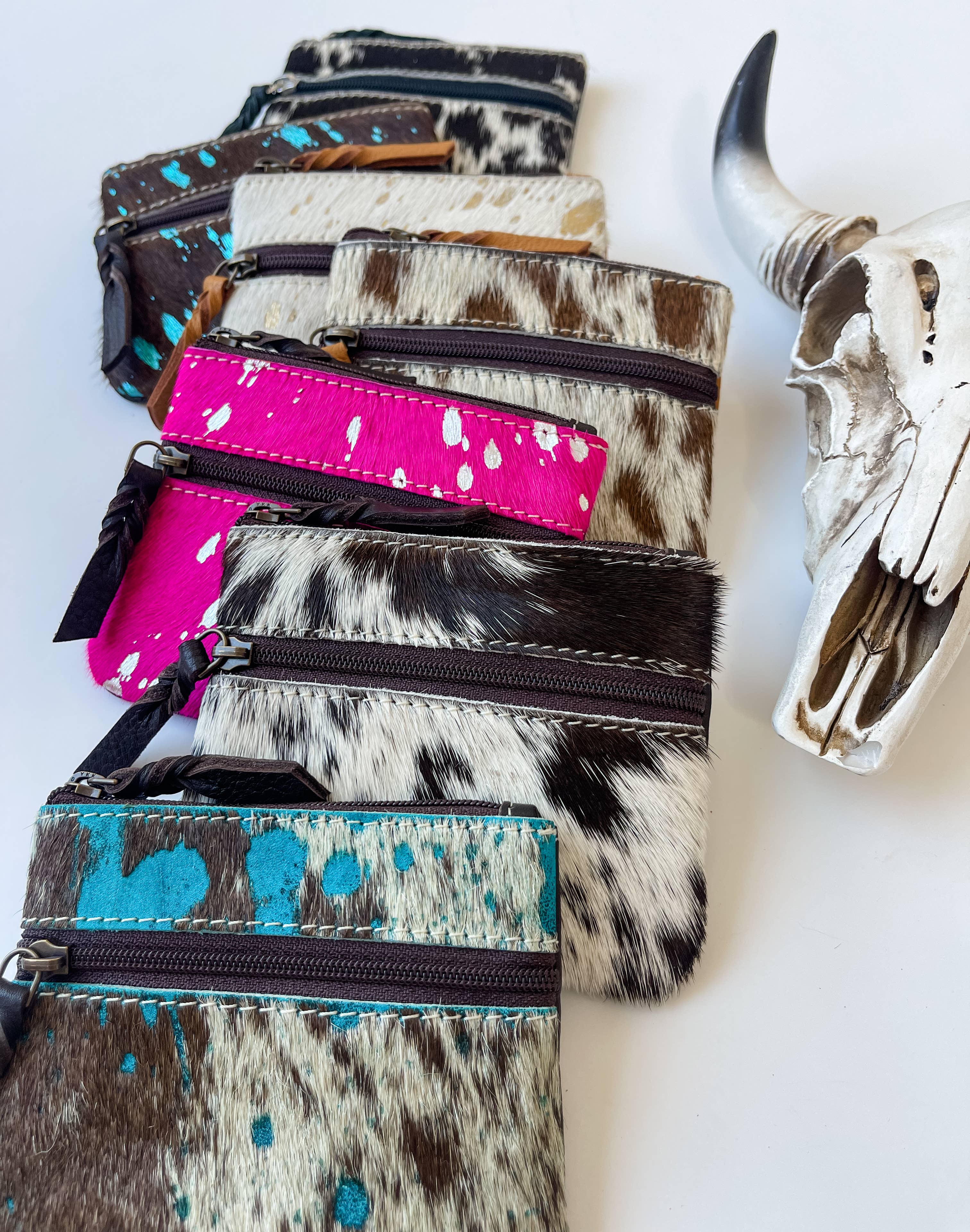 Boho Ranch Shop - Vente Porte-monnaie – femme - Pochette à monnaie Western en peau de vache2