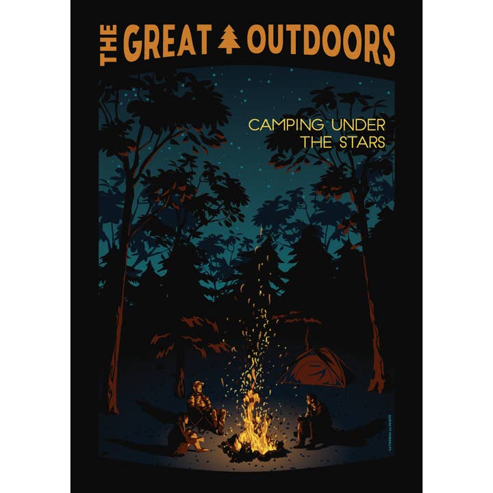 Camping Under the Stars Vintage Vinyl Sticker Souvenir for wholesale by Lionheart Graphics