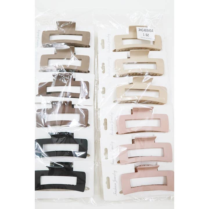 Neutral Color Matte Cut Out Rectangle Hair Claw for wholesale on Faire