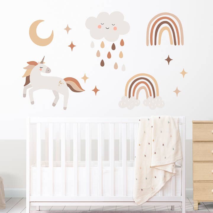 Boho Unicorn Muursticker Meisje Eenhoorn Muursticker Kinderkamer Eenhoorn Decal Regenboog Muursticker Eenhoorn Speelkamer Sticker Muurschildering Kinderkamer Eenhoorn voor wholesale door Hello Beautiful Designs