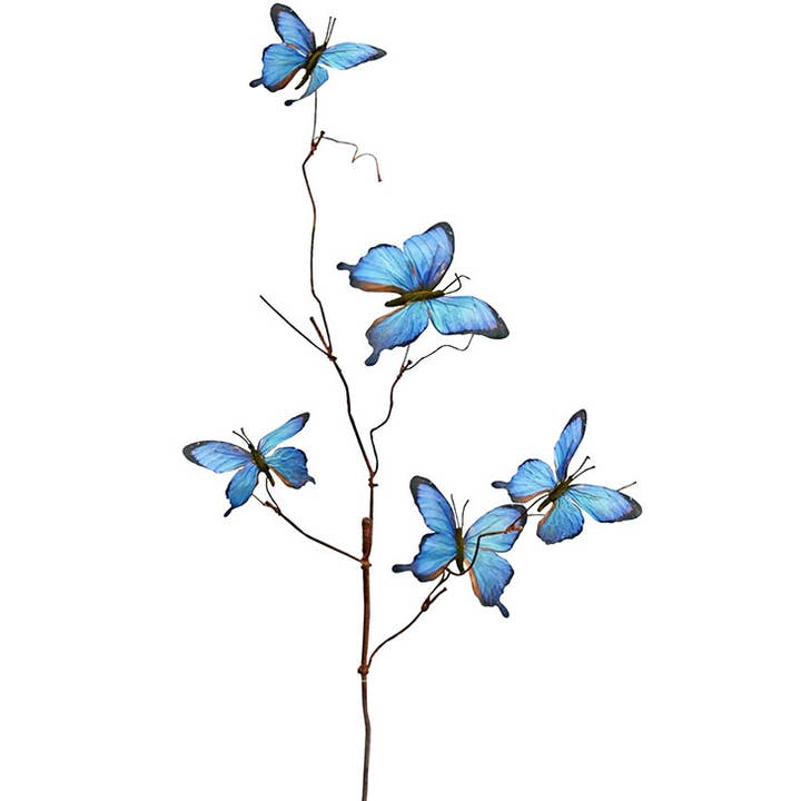Will's Company - Wholesale Artificial Flowers - Screen Printed Butterfly Spray with Wired Stems - 5 options