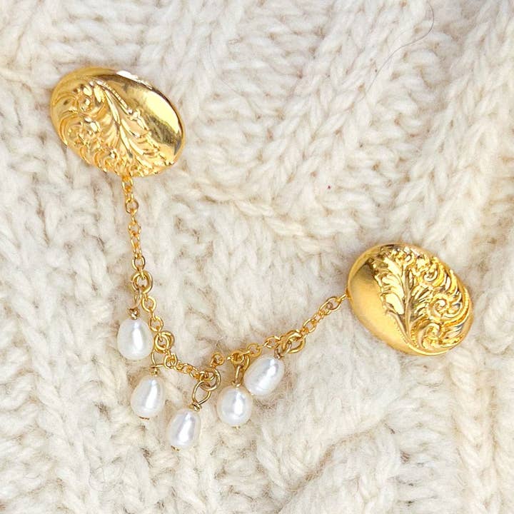 Pearl Charm Sweater Pins for wholesale by Gather Brooklyn