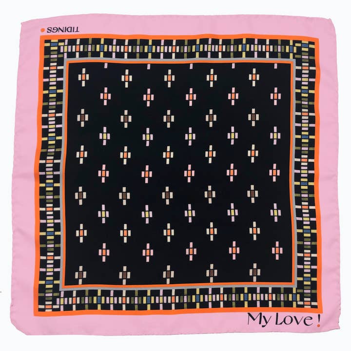 "MY LOVE" MENSWEAR SILK POCKETSQUARE/NECKERCHIEF for wholesale by Tidings