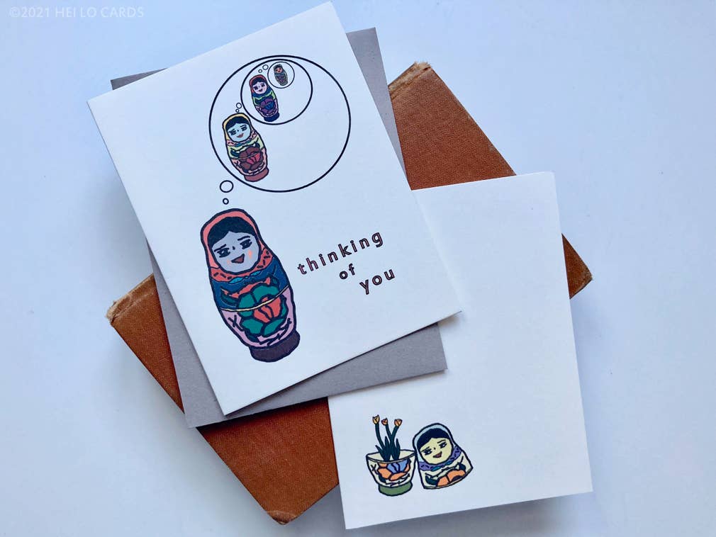 HEI LO CARDS - Wholesale Thinking of You Card - "Nesting Thoughts" Nesting Dolls Thinking of You Card2