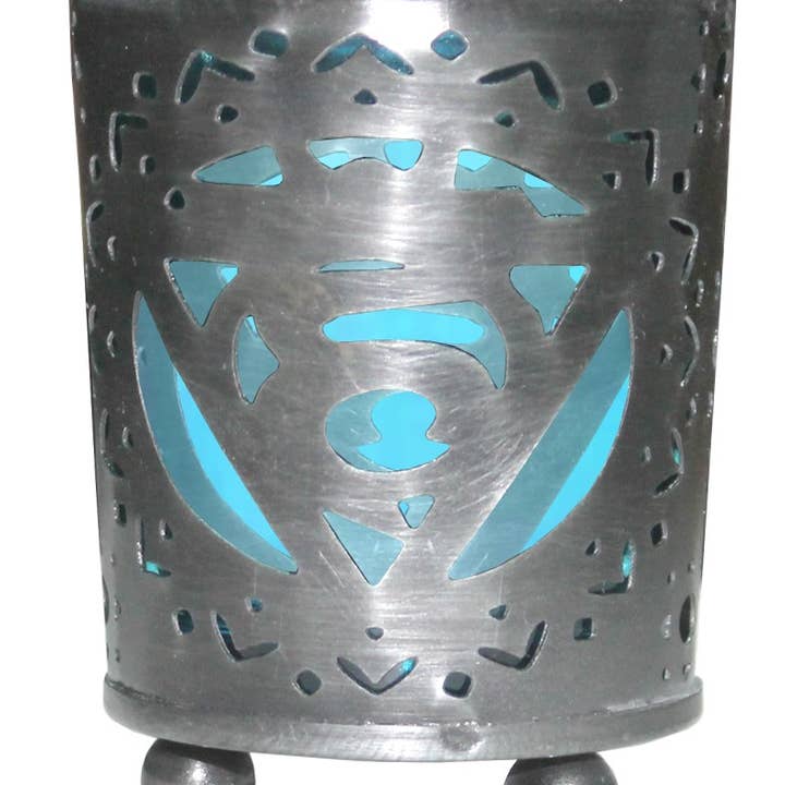 Chakra Ljuslykta Hållare Blå Glas Insats - Halsen för wholesale av Green Tree