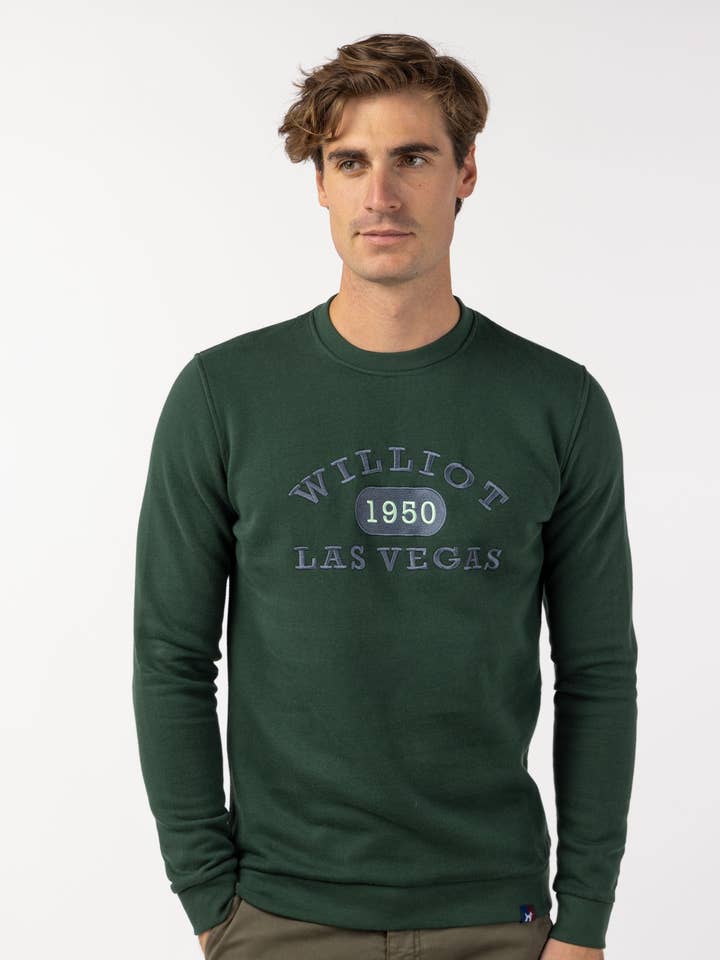 Khakifarbenes, weiches besticktes Sweatshirt Las Vegas für den Großhandel von williot