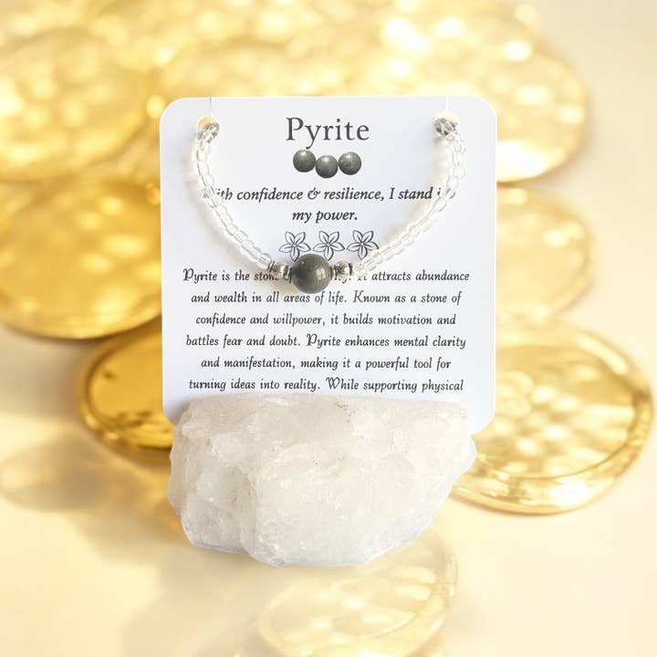 Mindful Intentions® - Wholesale Beaded Bracelet - Pyrite Bracelet- For Abundance, Prosperity, & Achieving Goals4