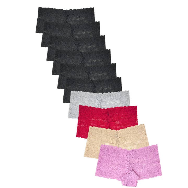 I-Wear Brands - Vendita all'ingrosso Intimo - Donna - Mutandine da ragazzo in pizzo sfacciato da donna, confezione da 106