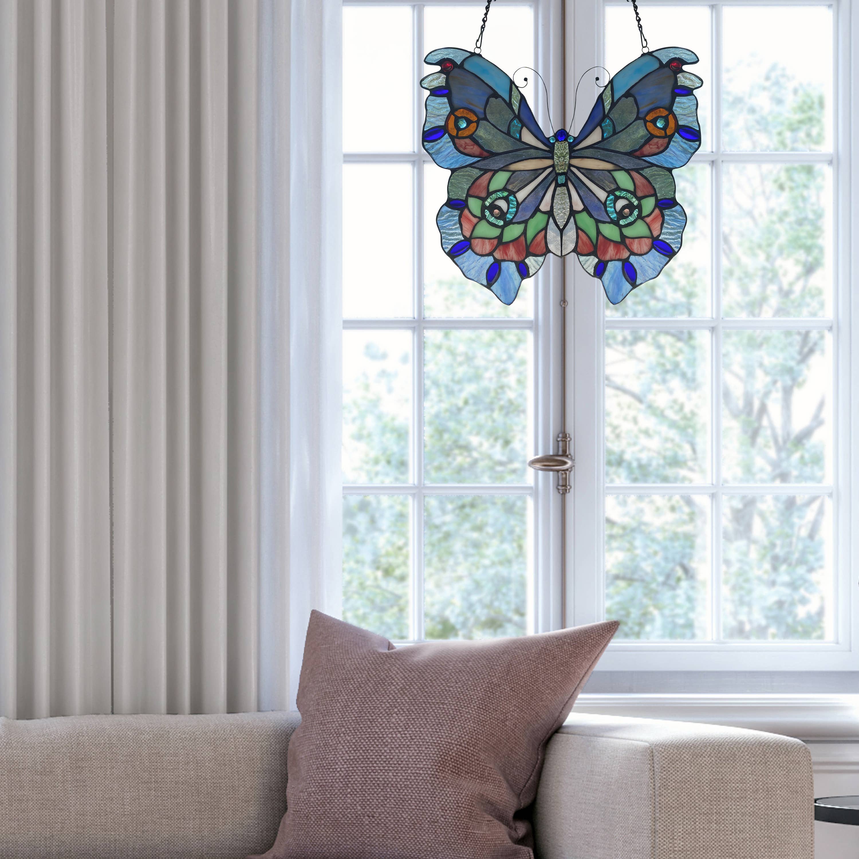 River of Goods - Wholesale Suncatcher - 12"H Grayson Purple, Blue & Red Butterfly Window Panel4