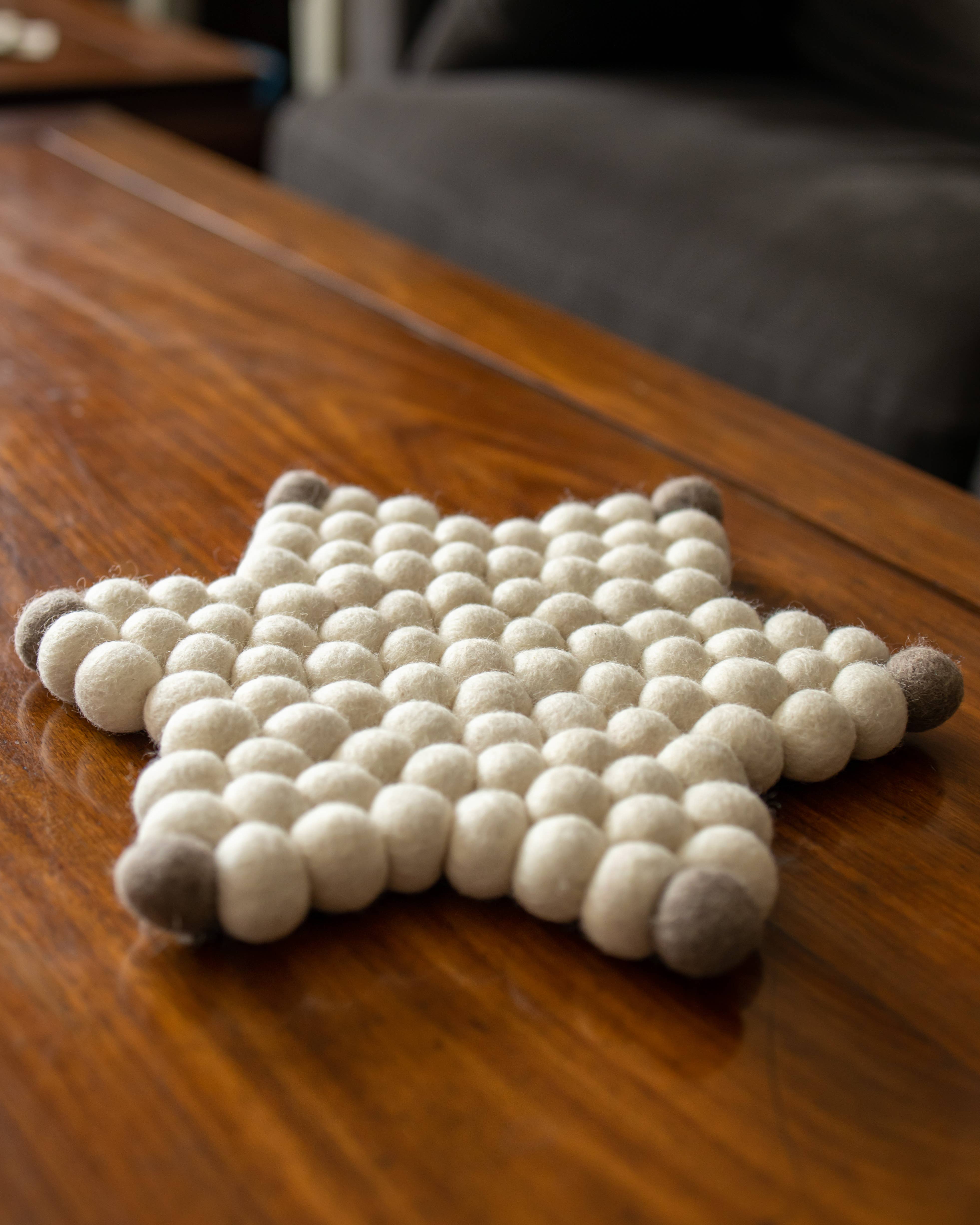 Everest Pet Supply & Gifts - Wholesale Trivet - Star Felted Trivet, Handmade Trivet, White