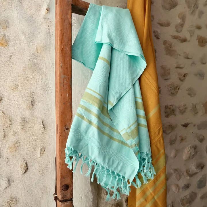 GOTS ORGANIC COTTON HAMMAM TOWEL - GARDEN - TURKUAZ color and other Purchase Wholesale türkische textil. Free Returns & Net 60 Terms on Faire trending on Faire.