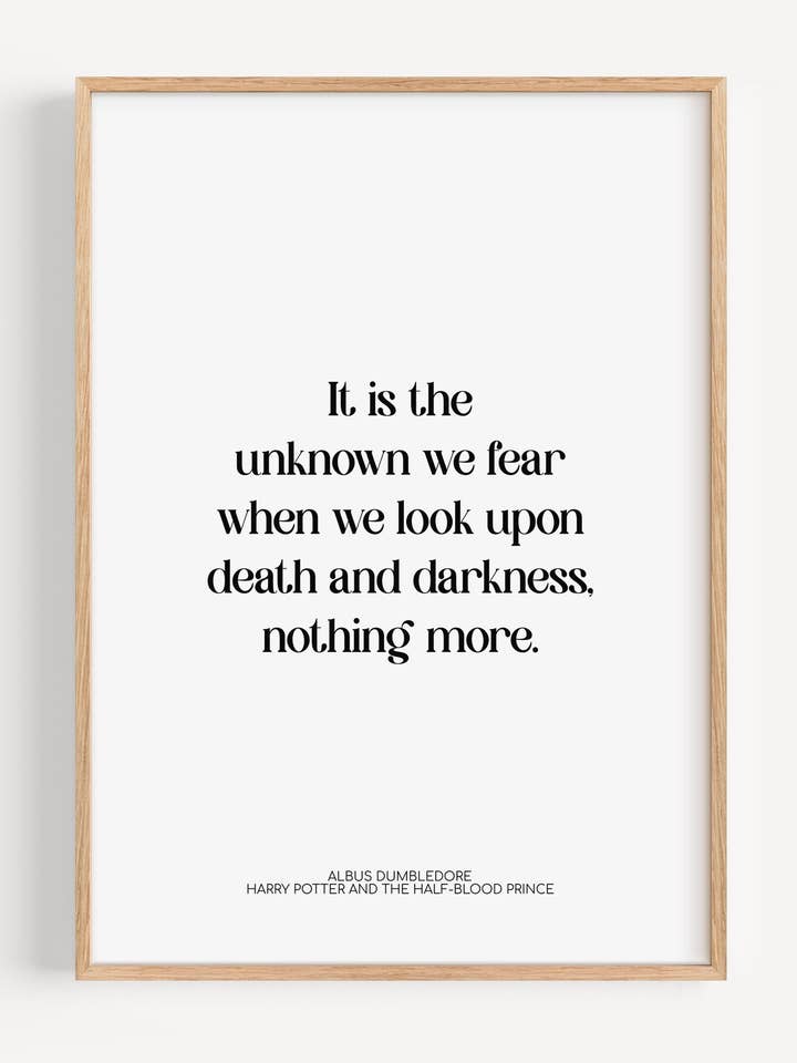 Det är det okända vi fruktar Harry Potter-citat tryck för wholesale av Peardrop Prints