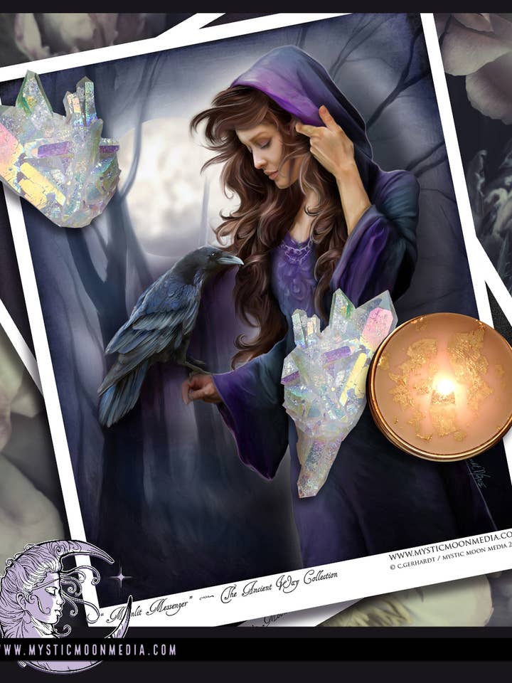 "Moonlit Messenger" Witchy Fantasy Art Print for wholesale by Mystic Moon Media LLC