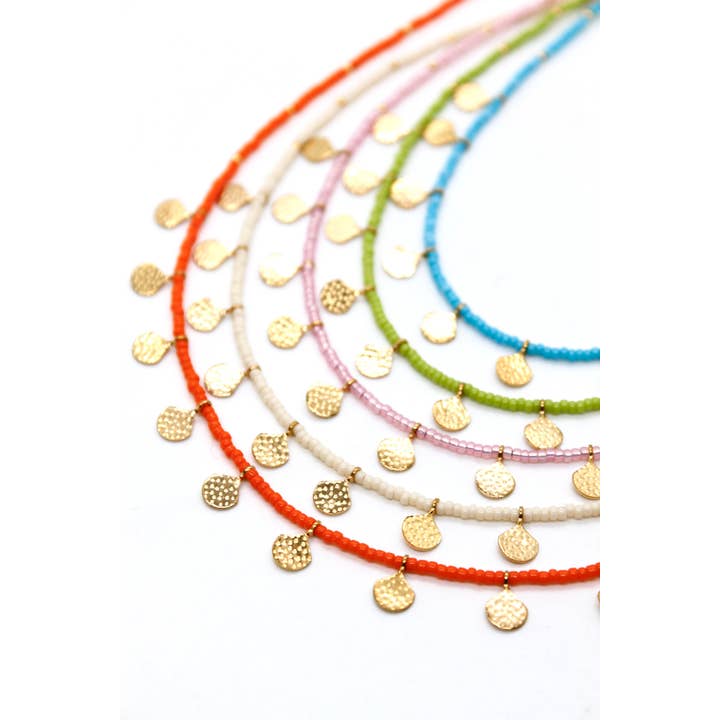 Färgglad halsband med fröpärlor och guldfan - N3-157 för wholesale av LIZOU