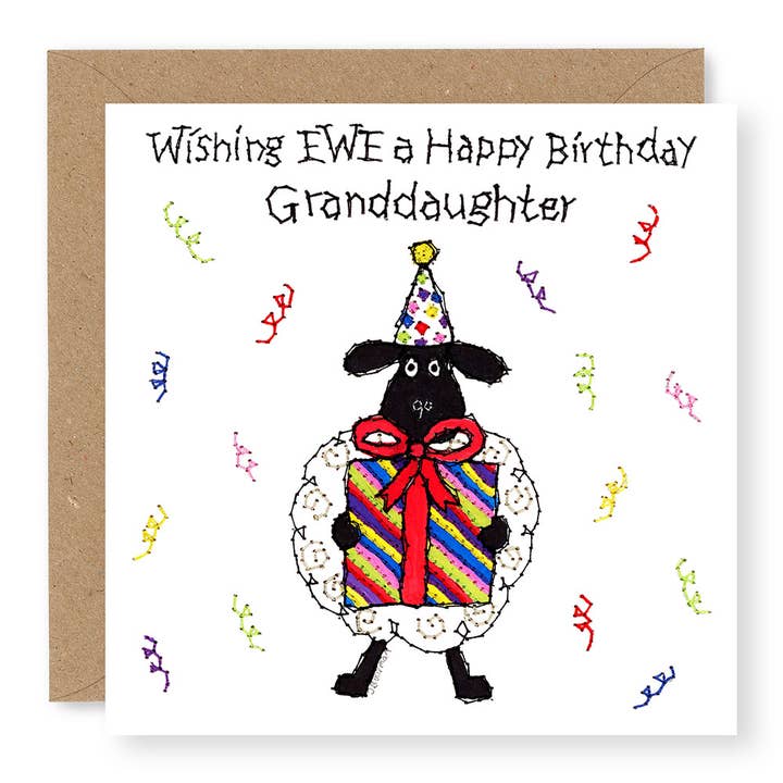 EWE Birthday Present Granddaughter for wholesale by Jane Buurman Handmade (Greetings Cards)