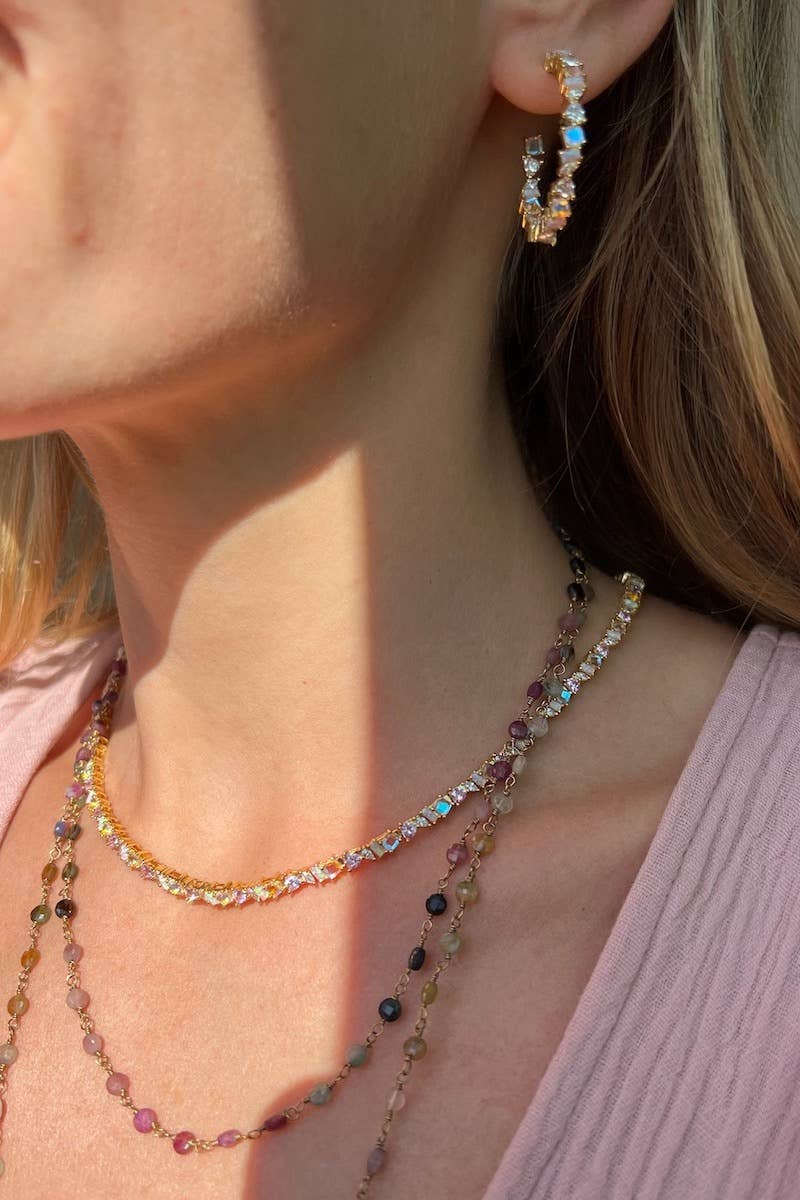 Native Gem - Vendita all'ingrosso Orecchini a cerchio - Orecchini a mini cerchio Vienna in opale rosa e vermeil in oro 14k4