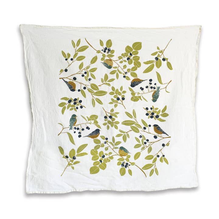 Huckleberry Marsh Kitchen Tea Towel with Bluebirds for wholesale by June & December
