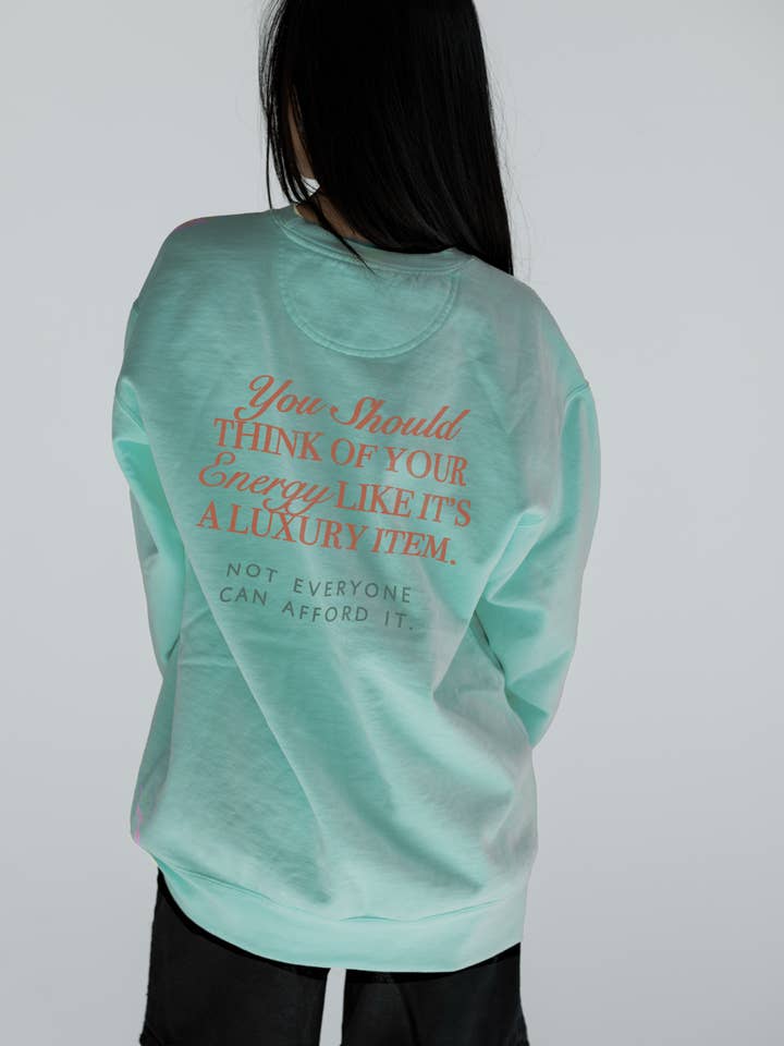 Protect Your Energy Sweatshirt in Chalky Mint for wholesale by Girl Tribe Co