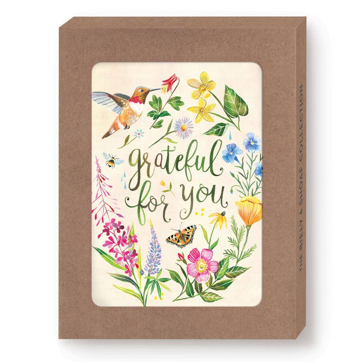 Tarjeta de notas Grateful en caja, juego de 10 para venta al por mayor de Biely & Shoaf