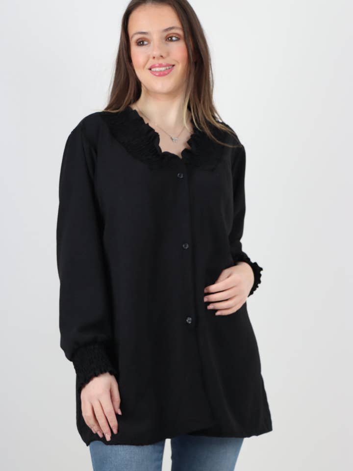 Miss Bold – wholesale Tunic – Women’s – Italian Shirred V Neck Long Sleeve Tunic Top4