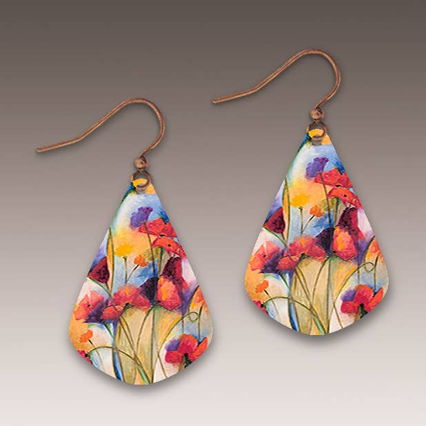 Festive Multicolor Floral Short Drop Handmade Earrings for wholesale by Illustrated Light & DC Designs