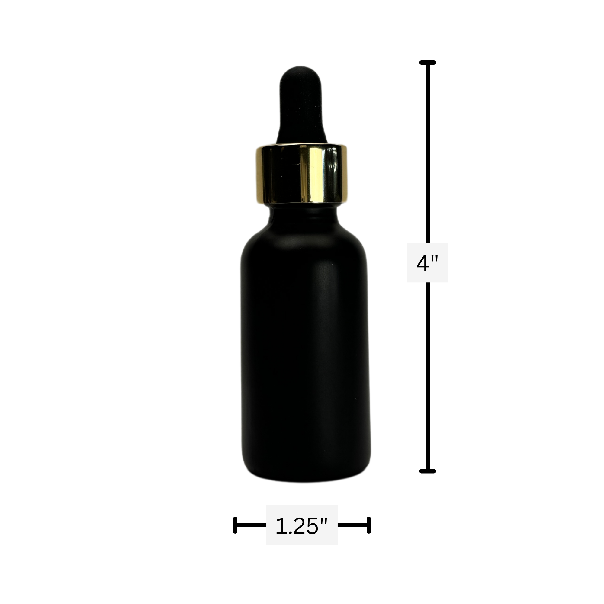 The Bottle Shoppe – wholesale Essential oil holder – 1oz Black Matte Glass Bottle with Black & Gold Glass Dropper1