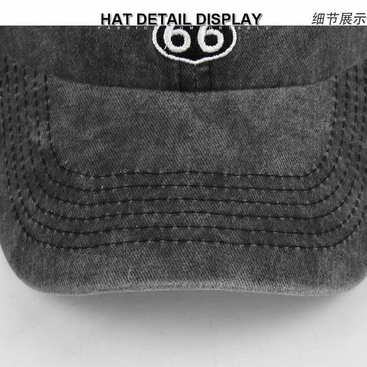 DOUBLJU - Wholesale Baseball Cap - Unisex - ROUTE 66 EMBROIDERED COWBOY BASEBALL CAP_CWAH22387