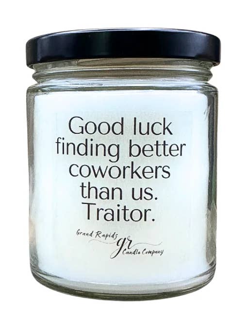 Bougie à mélange de soja de 9 oz pour un nouvel emploi Better Coworkers pour la vente par Grand Rapids Candle Company
