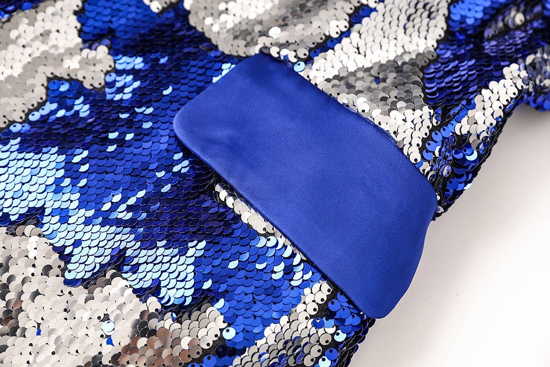 SET097 "Nightclub Sparkle: Sequined Blue & White Suit" for wholesale on Faire6