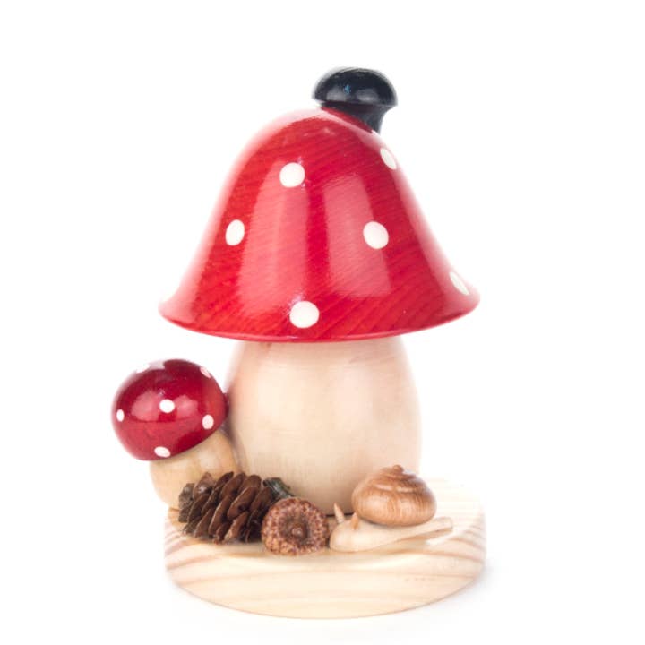 Mushroom German Wood Incense Smoker 4.7 Inches Tall for wholesale by Pinnacle Peak Trading