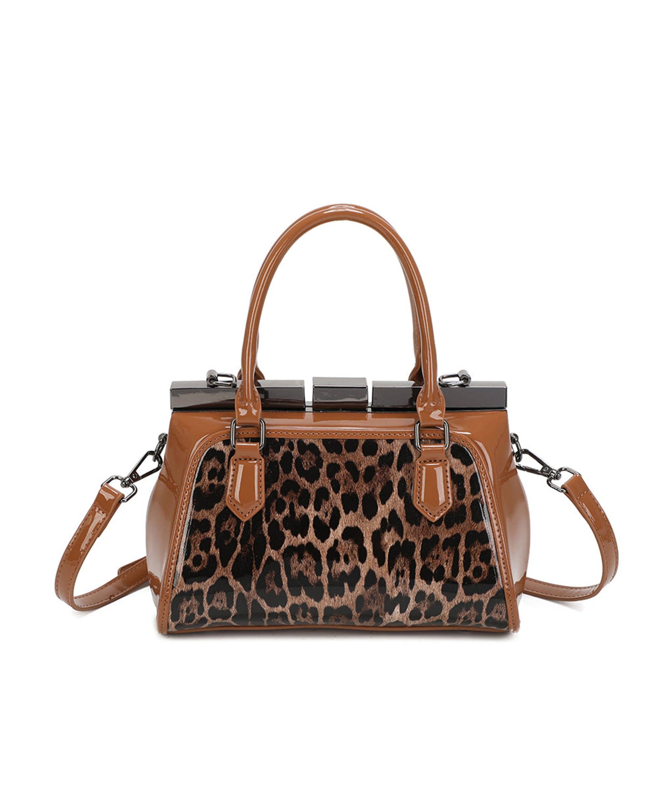 Ellas Trading - Vente Sacoche – femme - Sac à main structuré imprimé léopard bandoulière3