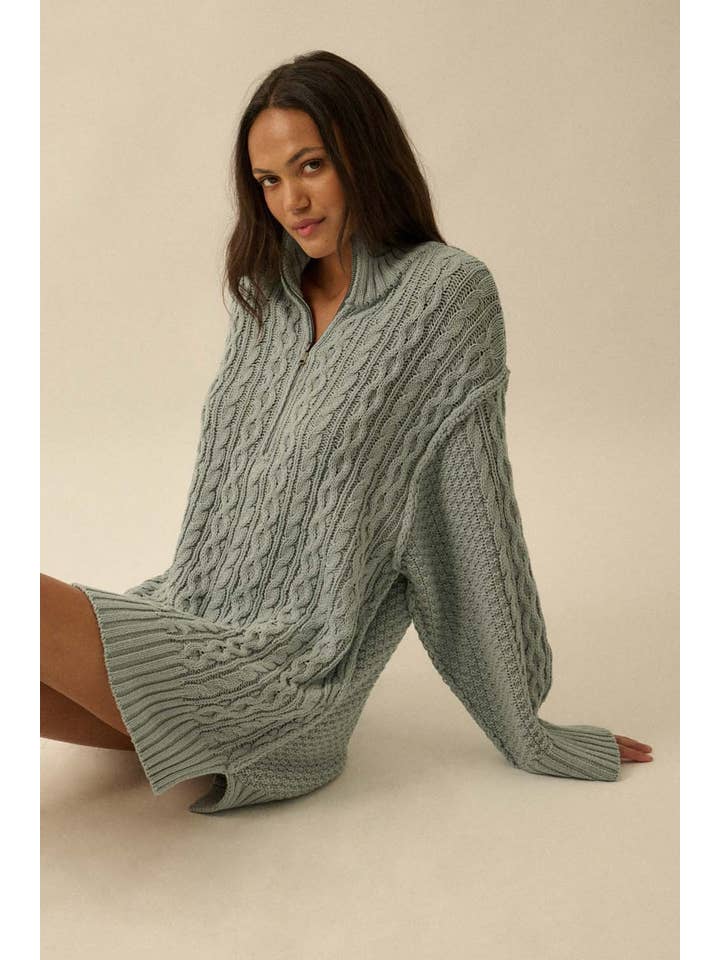 Promesa USA - Wholesale Dress - Women's - Cable-Knit Long Sleeve Mini Sweater Dress10