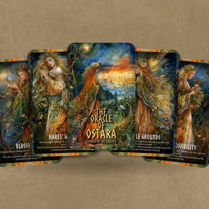 Ibiza Tarot USA - Wholesale Tarot Cards - The Oracle of Ostara - Goddesses of the Equinox - Oracle cards - Nordic Goddess Insights - Divination Tools