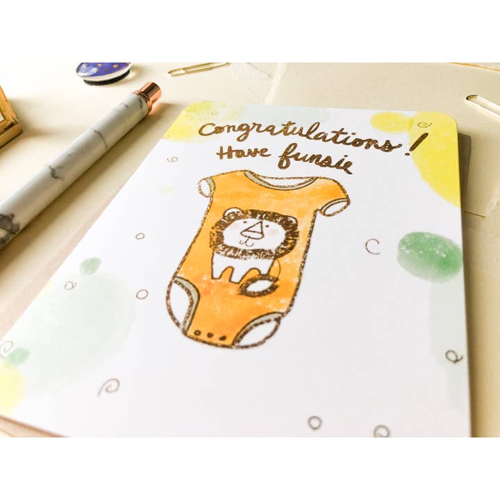 Paper Loop | Hand-Painted Greeting Cards - Wholesale Baby Card - Funsie New Baby Card1