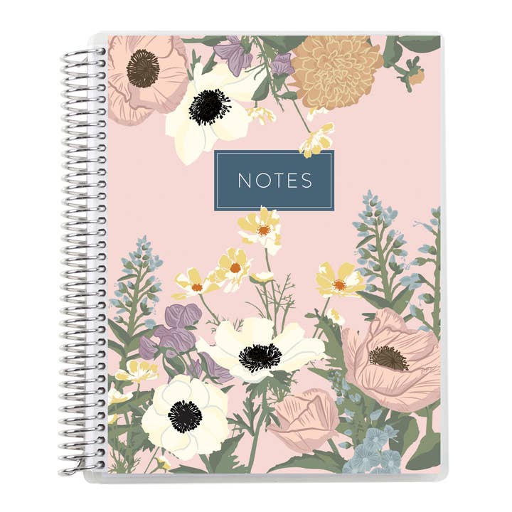 7x9 Bouquet Coiled Notebook - lined, platinum coil for wholesale by Erin Condren Design