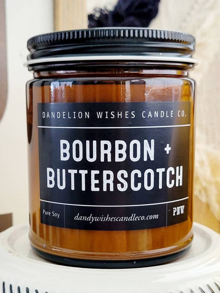 8.5 oz. Amber Jar Candle for wholesale by Dandelion Wishes Candle Co.