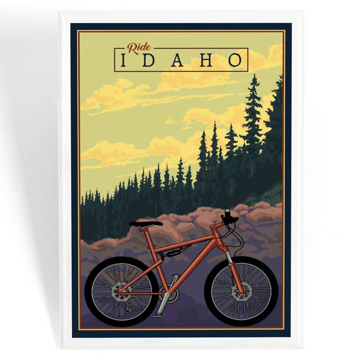 MAGNET Idaho, bicicleta de montaña, recorre los senderos para venta al por mayor de Lantern Press