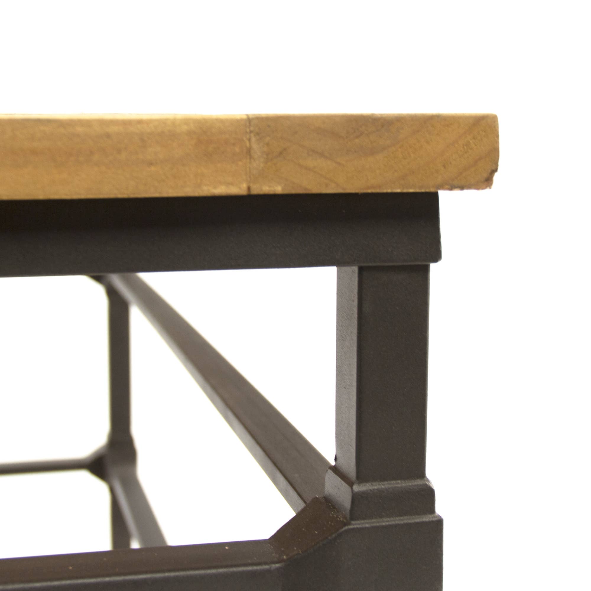 Distressed Pine Black Metal Aveline Coffee Table for wholesale on Faire2