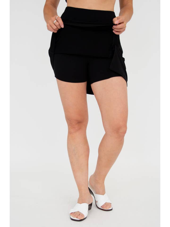 Blue Sky Clothing Co LLC - Wholesale Broekrok - Dames - Melly Skort, Zwart, Bamboe2