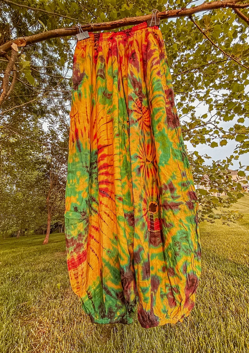 Gardenbelle Shop - Wholesale Pants - Women's - Flowy Hippie Tie Dye Pants Earthy + Colorful Baggy Yoga Pant10