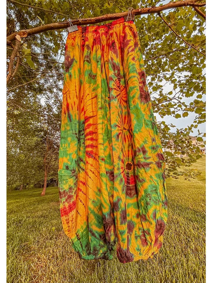 Gardenbelle Shop - Wholesale Pants - Women's - Flowy Hippie Tie Dye Pants Earthy + Colorful Baggy Yoga Pant10