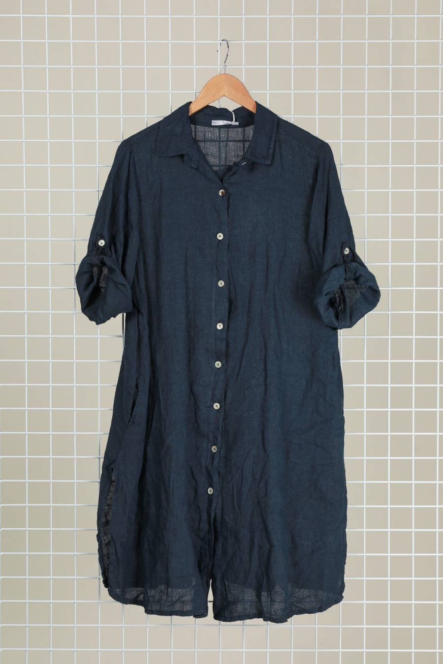 la maison des fibres naturelles - Venta al por mayor Vestido - Mujer - Vestido camisa de lino 100 % con botones, largo medio6