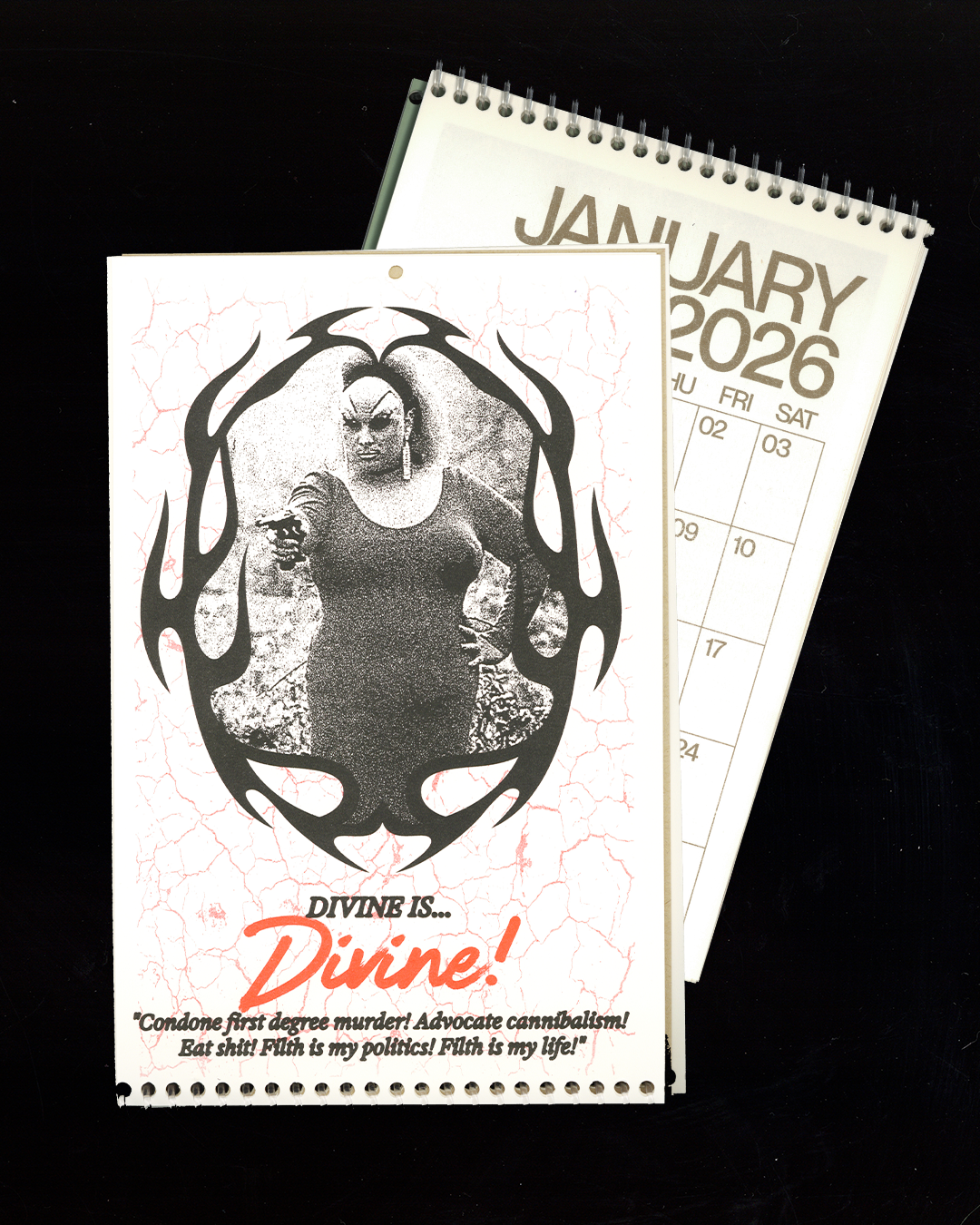 Back of Beyond Press - Venta al por mayor Calendario - Calendario de Pared de Películas de John Waters Impreso en Risografía 20261