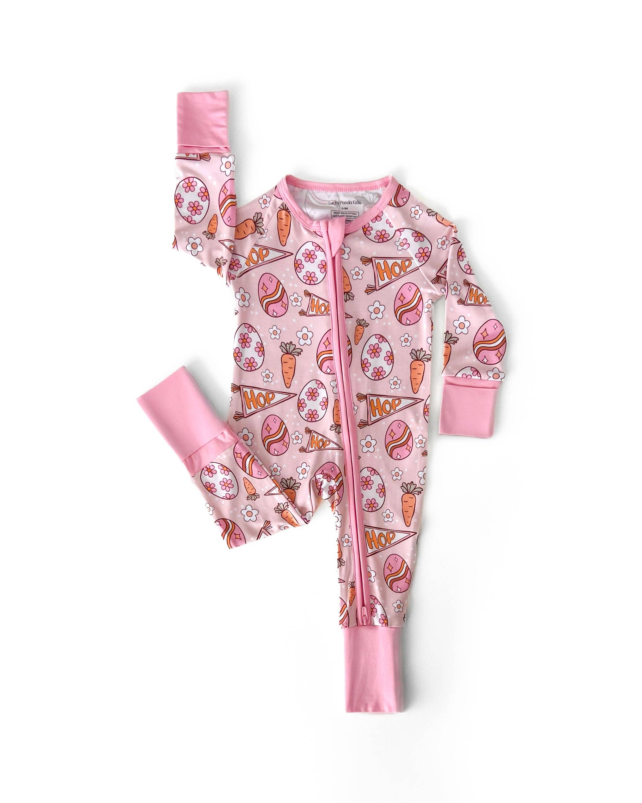 Lucky Panda Kids - Wholesale Top & Pant Set - Baby - Bamboo Baby Zip Romper | Easter Hop7