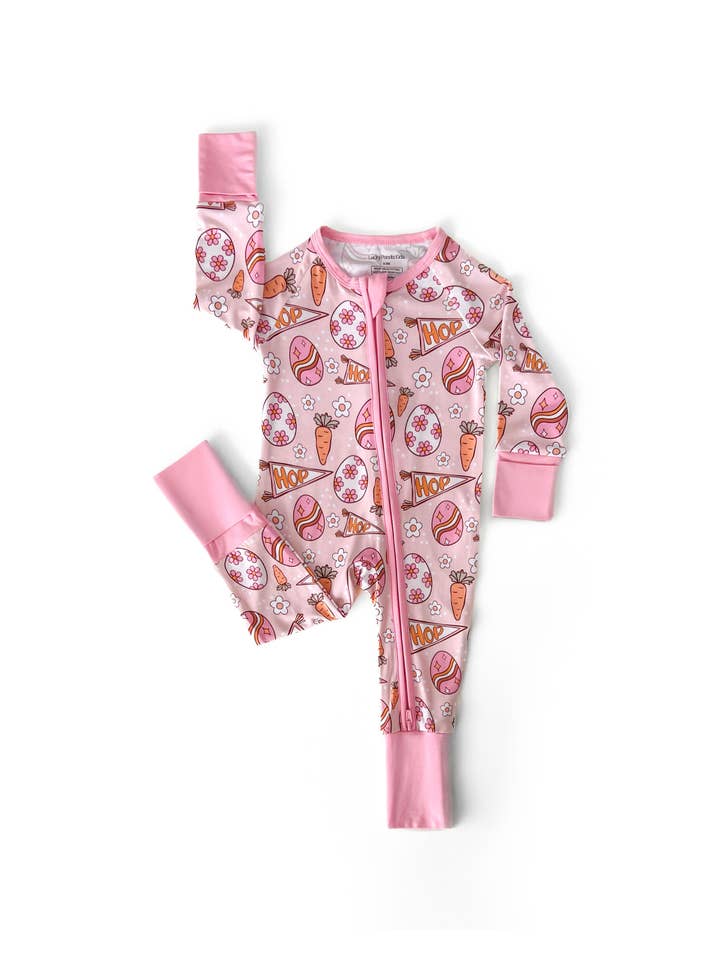 Lucky Panda Kids - Wholesale Top & Pant Set - Baby - Bamboo Baby Zip Romper | Easter Hop7