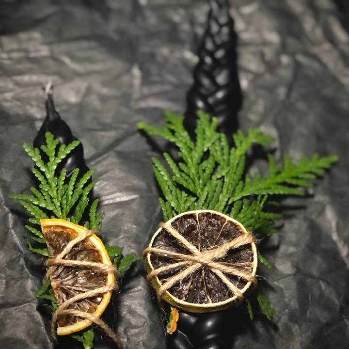 BlakByrd Botanika - Wholesale Tapered candle/candlestick - BLAK MAGICK Braided Beeswax Candle2