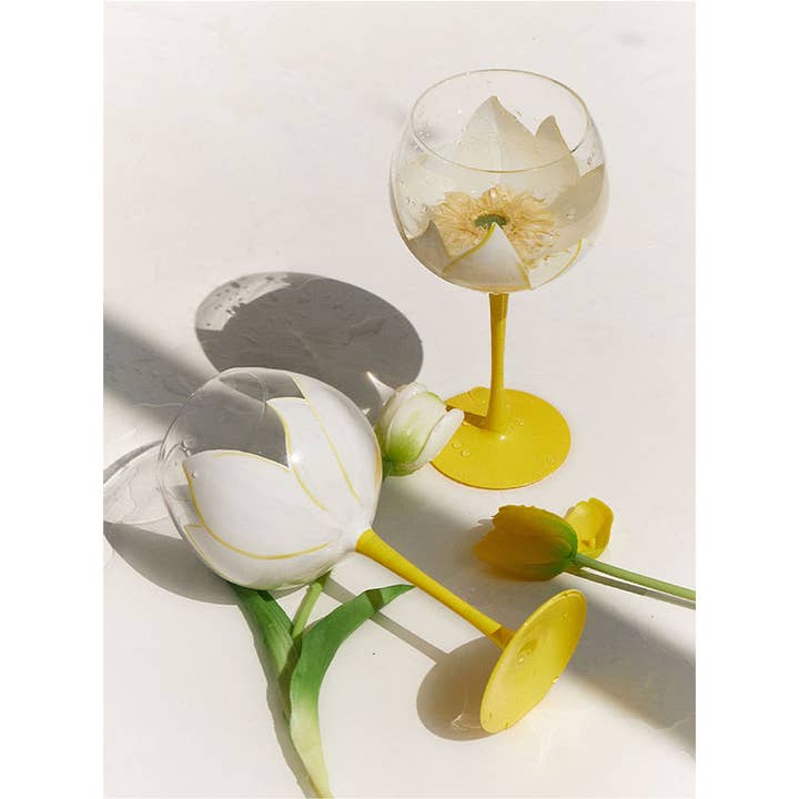 TUTU Home - Vente Verres à vin - Verre à vin « Tulipe » en forme de fleur verte