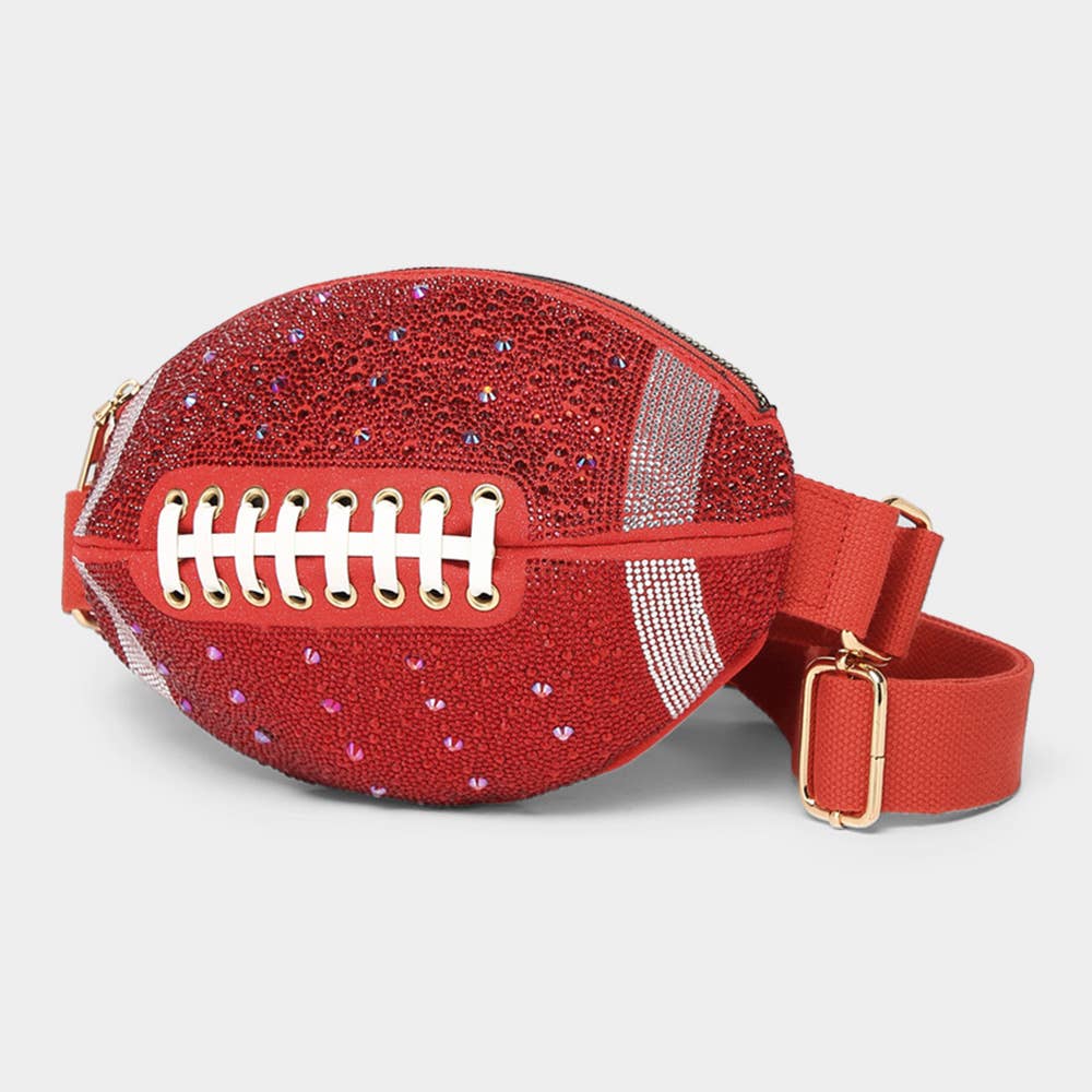 Sensibling Corp. - Wholesale Belt Bag - Women's - Bling Studded Game Day Football Shape Fanny Pack / Sling Bag15